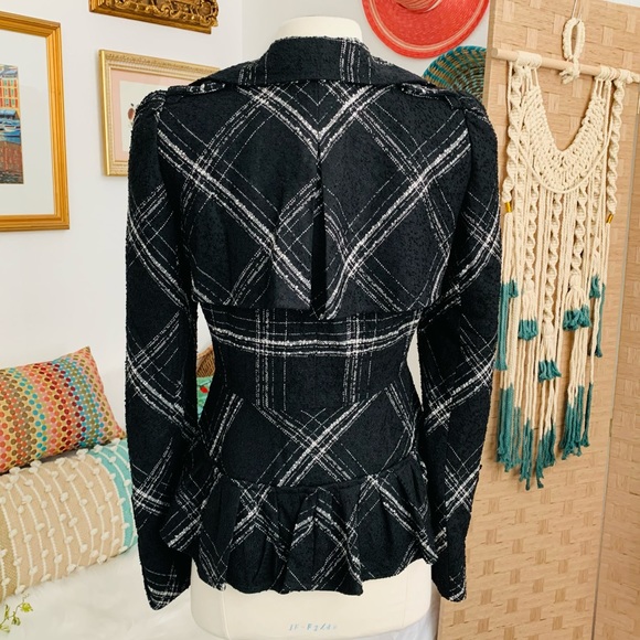 Nanette Lepore Plaid Peplum Blazer - Picture 4 of 16